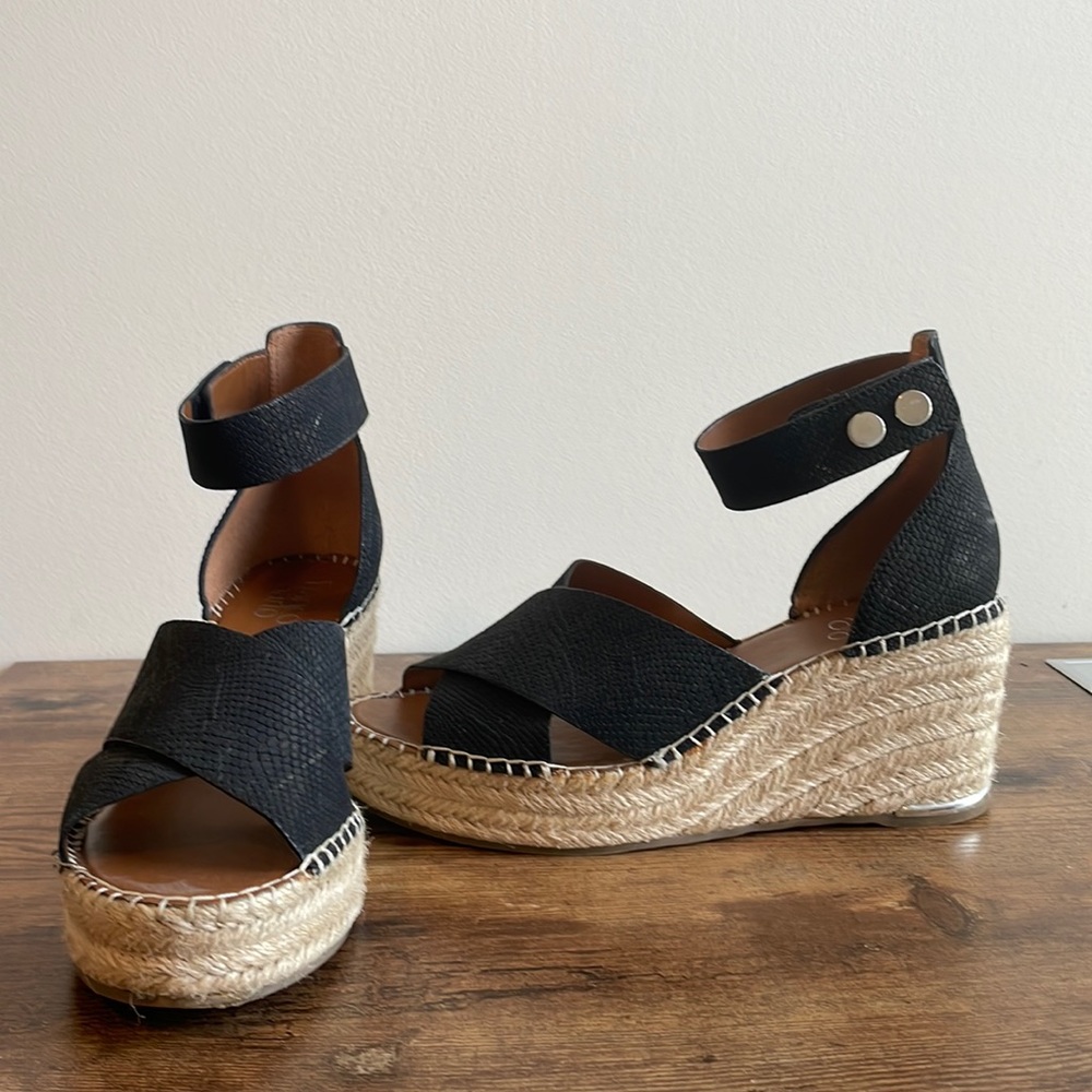 Franco Sarto black wedge espadrilles.